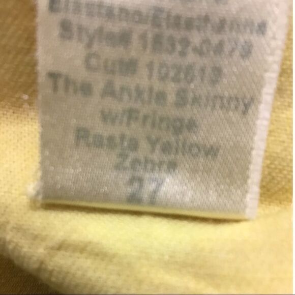 Current/Elliott Yellow Zebra Print Skinny Leg Jeans New With Tag Size 27 - Picture 5 of 15